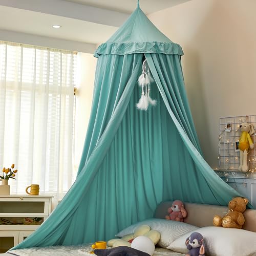 dix-rainbow Princess Decor Canopy for Kids Bed, Soft and Durable Bed Canopy for Girls Room Tent Canopy Dreamy Mosquito Net Bedding, Children Reading Nook Canopies Indoor (Green)