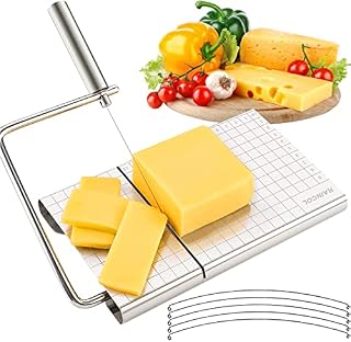 Raincol Cheese Slicer Wire,Stainless Steel Cheese Cutter with Accurate Size Scale,Wire Cheese Slicer for Cheese Butter Equipped with 5 Replaceable Cheese Slicer Wires
