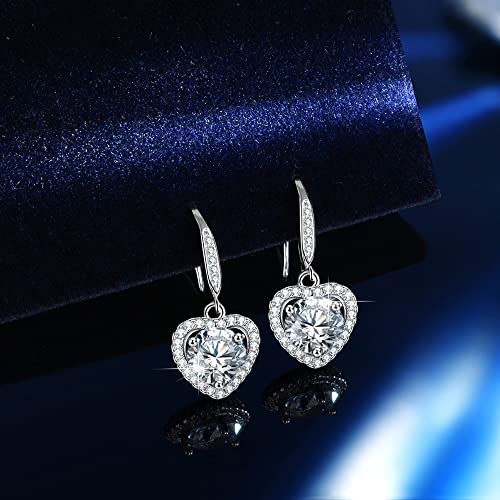 2CT Moissanite Earrings 18K White Gold Plated D Color Top Grade Cut Diamond With GRA Certification 925 Sterling Silver Ideal Gift for Women Valentines, Mothers Day, Christmas, and Birthdays3