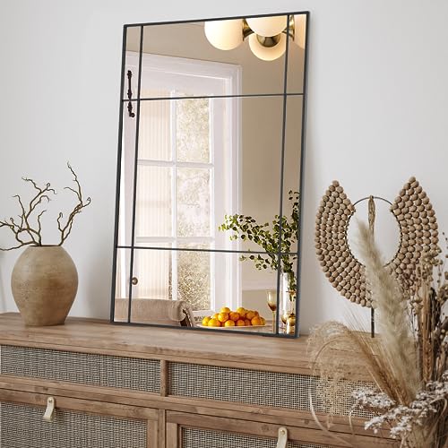 Muzilife Specchio da parete con cornice in metallo, 90 x 60 cm, rettangolare, per camera da letto,...