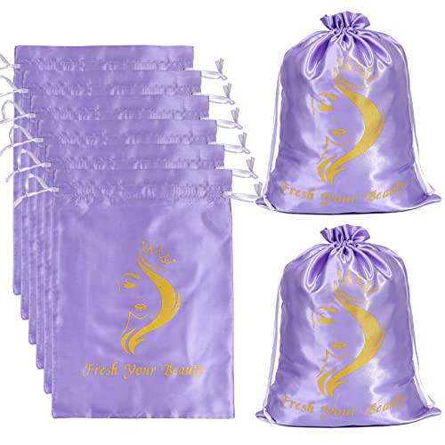 Wig Storage Satin Bags Purple