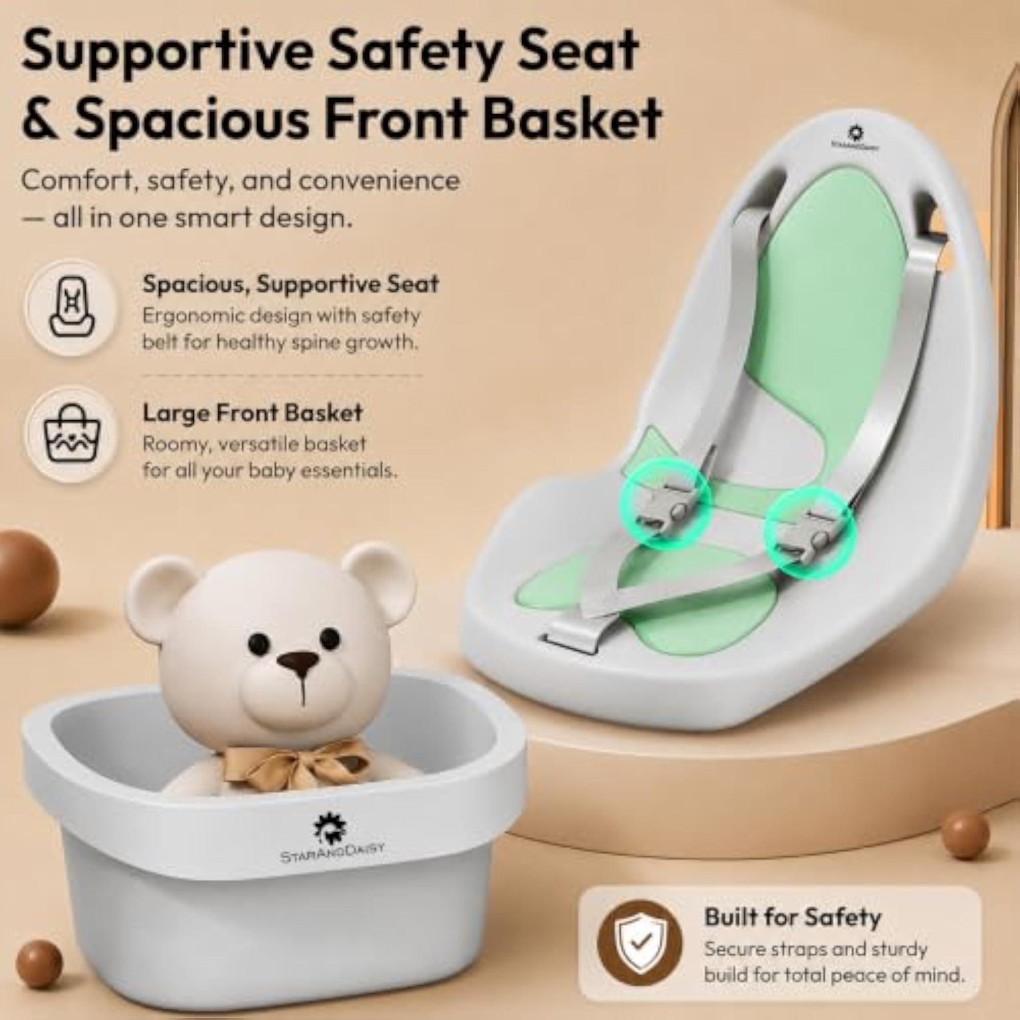 Sitting Stroller for Toddlers with Safety Belt
