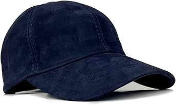 Unisex Genuine Suede Leather Baseball Cap, Vintage-Style Adjustable Strap Hat for Men & Women, One Size Fits Most