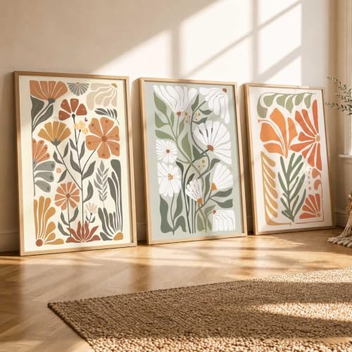 Image of kotart Modern Home Decor Boho Painting Decorative Wall Art poster With Frame For Living Room Bed Room Hotel Wall Decor Digital Reprint Set of 3
