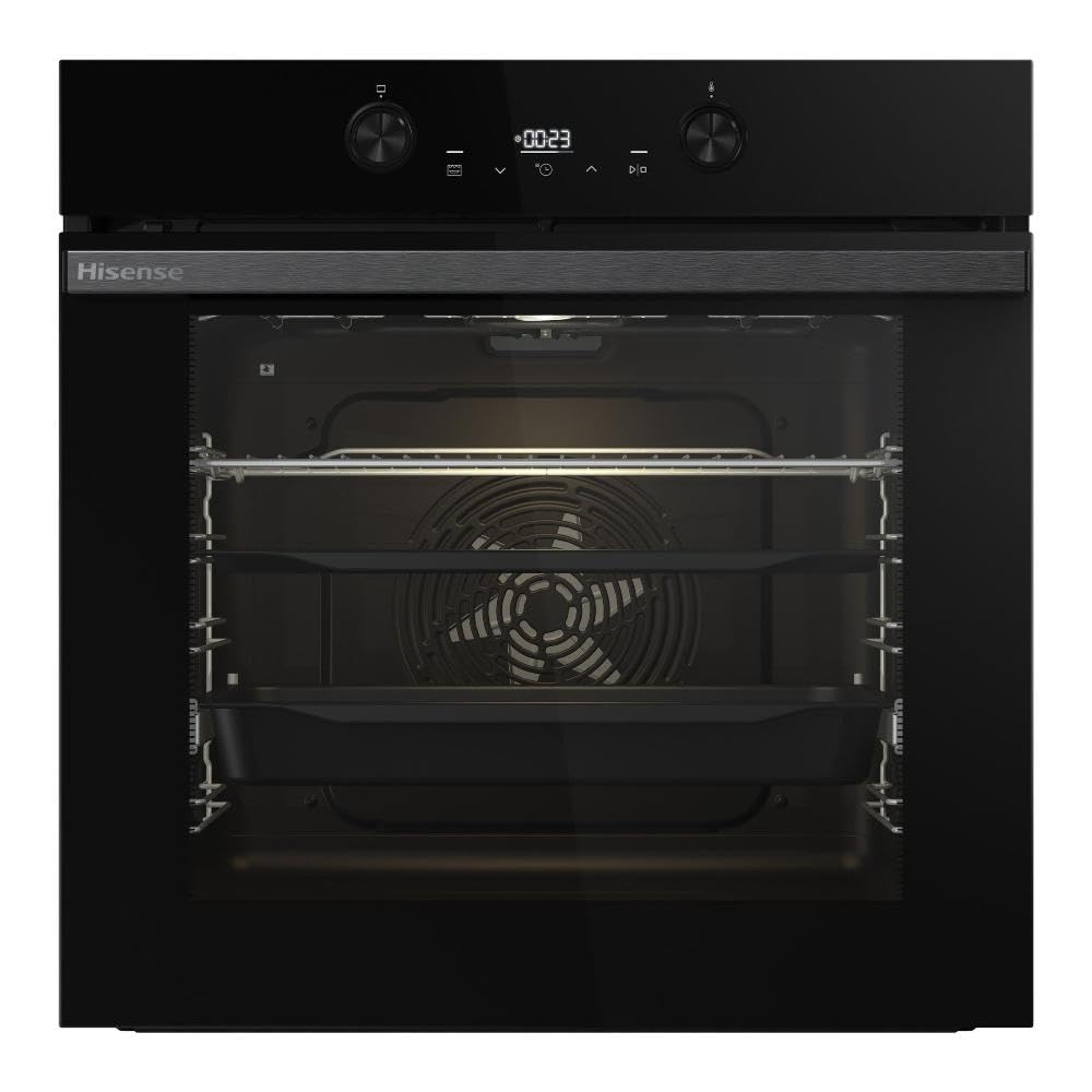 Hisense BI64223EPBG - Horno Multifunción Pirolítico, Clase A++, 78L, Fondo 57cm, Guía Telescópica, Calentamiento Rápido, Apertura Y Cierre Suave de Puerta, Air Fry, Modo Pizza, Modo Congelados, Negro
