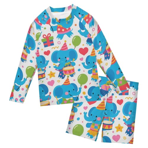 Camiseta de protección UV para niños ropa de baño de manga larga con bañador infantil azul