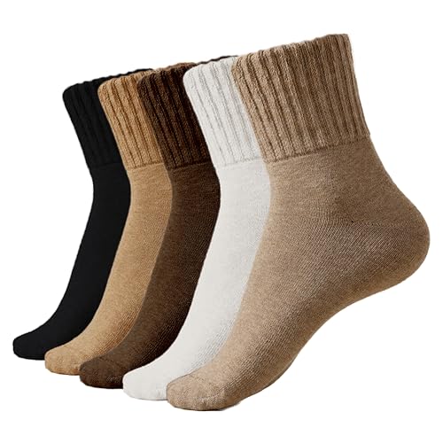 Ori Charm Thick Crew Socks For Women - Highly Elastic Cozy Boots Socks For Autumn And Winter(5 pairs)