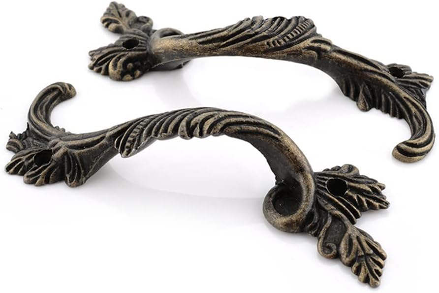 Furniture Handles Leaves Striped Carved Handle Drawer Door Knobs Jewelry Box Cabinet Pulls