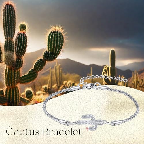 Cactus Bracelet 925 Sterling Silver Cactus Bracelet Plant Nature Birthday Anniversary Jewelry Gifts for Women Mom Grandma2