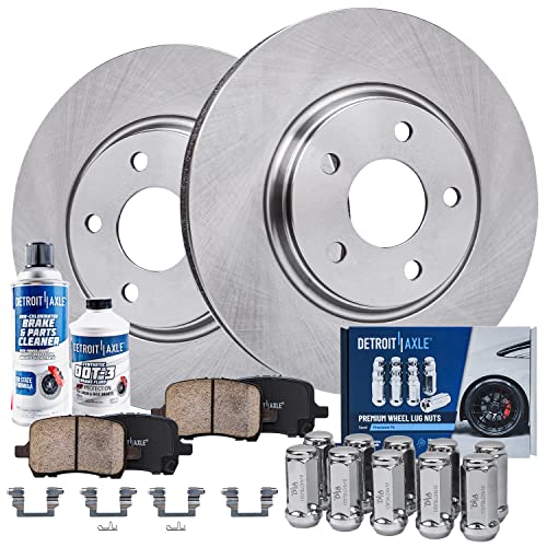 Image of Detroit Axle - Front Brake Kit for Chevrolet Malibu Pontiac G6 Saturn Aura, Disc Brakes Rotors Ceramic Brake Pads Wheel Lug Nuts Replacement: 11.65'' inch Front Rotor