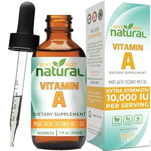 Why Not Natural Vitamin A Drops 10000 IU – Liquid retinyl Palmitate with Coconut MCT Oil, Vegan micellized VIT A Supplement for Skin, Acne – 1 oz sublingual Tincture