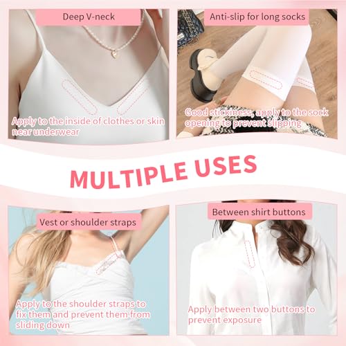 3 Stück Transparentes Body Tape,Flüssiger Anti-Rutsch-Kleber,Clothing Doppelseitige Klebeband,Damen Bekleidung Zubehör,für Kleidung und Haut, 10g