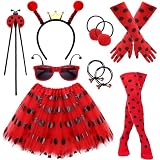 kawaarashi 10 PCS Women Ladybug Costume Accessories - Ladybug Headbands Glasses Striped Gloves Tights Tutu for Halloween World Book Week Dress up