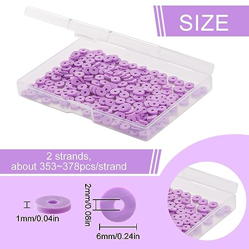 SUNNYCLUE 2 Strands 700Pcs+ Purple Clay Bead Clay Heishi Beads 6mm Heishi Bead Bulk Flat Beads Flat Disc Beads Heishi Vinyl Beads Spacer Loose Beads for Jewellery Making DIY Bracelets Necklace Gifts - Image 2