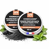 SFB Laboratoires - Lot de 2 Poudres de Charbon Dentaire Blanchissante - Charbon Végétal Activé pour des Dents Blanches + Huile Essentielle Menthe Poivrée Bio - Hygiène Bucco-Dentaire - 100g