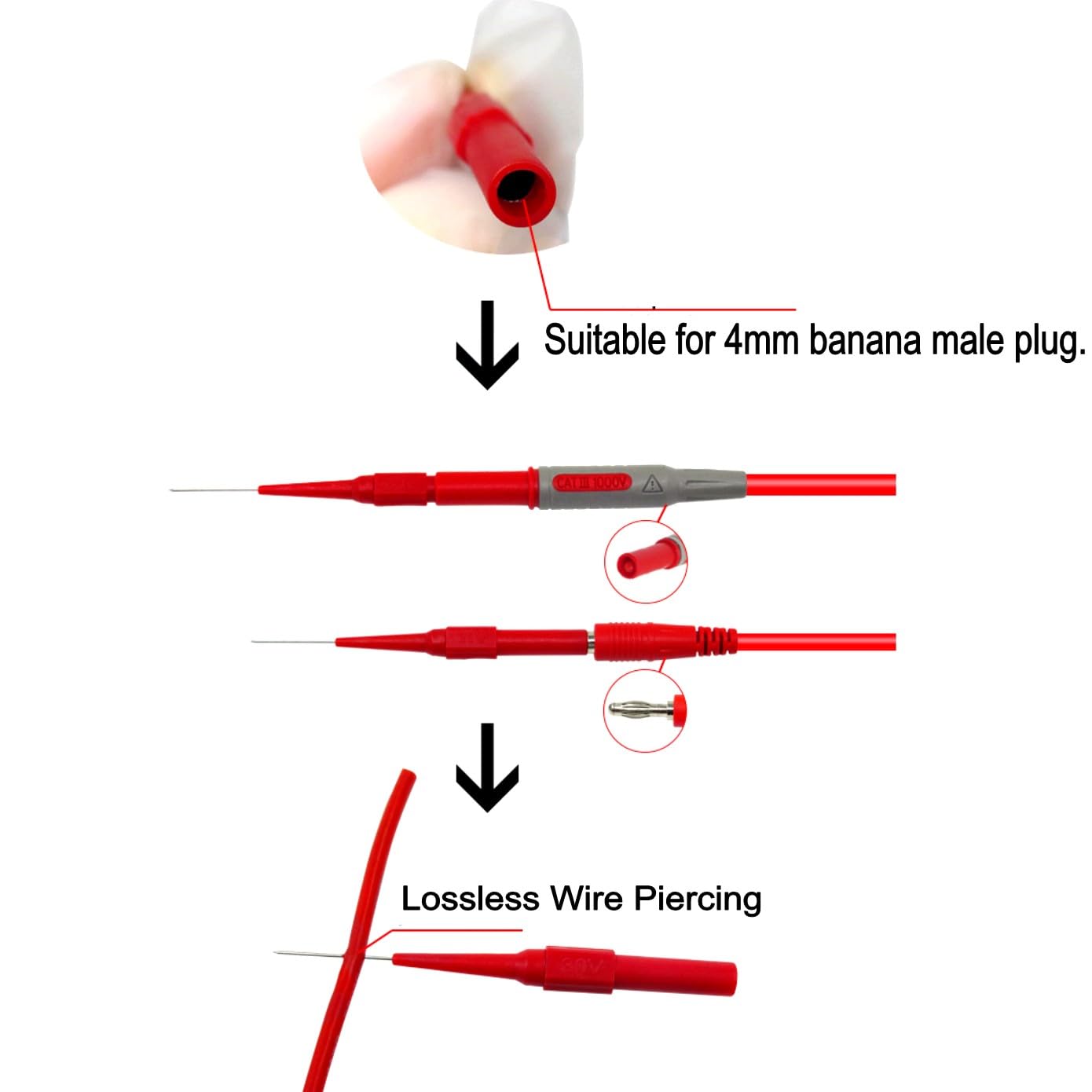Cleqee 4pcs Automotive Back Probe Pins Multimeter Wire Piercing Test | Seychelles