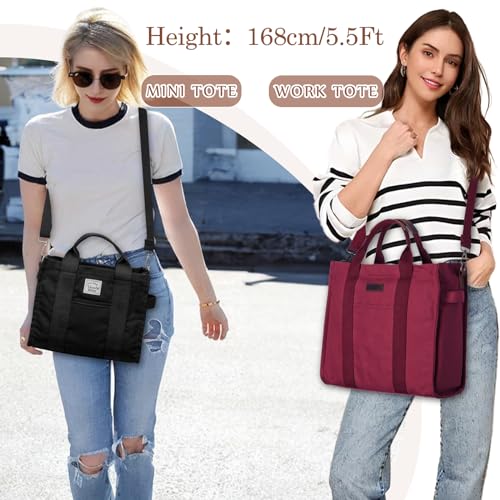 Image of VASCHY Canvas Tote bag, Casual Reusable Work Totes for Women Teachers with Zippers Pockets Crossbody Shoulder Bag Purse