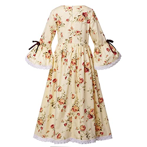 Graceart Colonial Girls Dress Prairie Pioneer Costume 100% Cotton (Yellow,Size-8) #TOP1