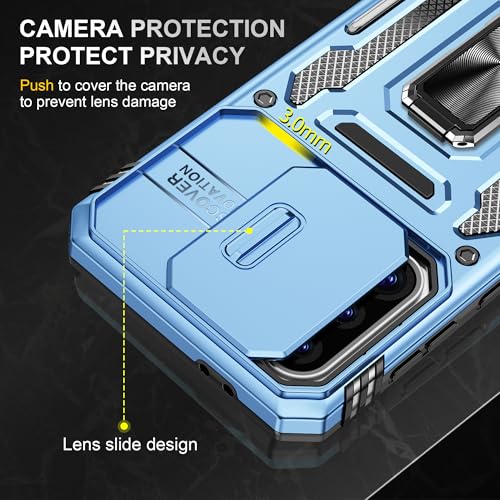 Image of Slide Camera Cover with Ring Holder Mobile Phone Case Cover for Samsung Galaxy A26 5G (Blue)
