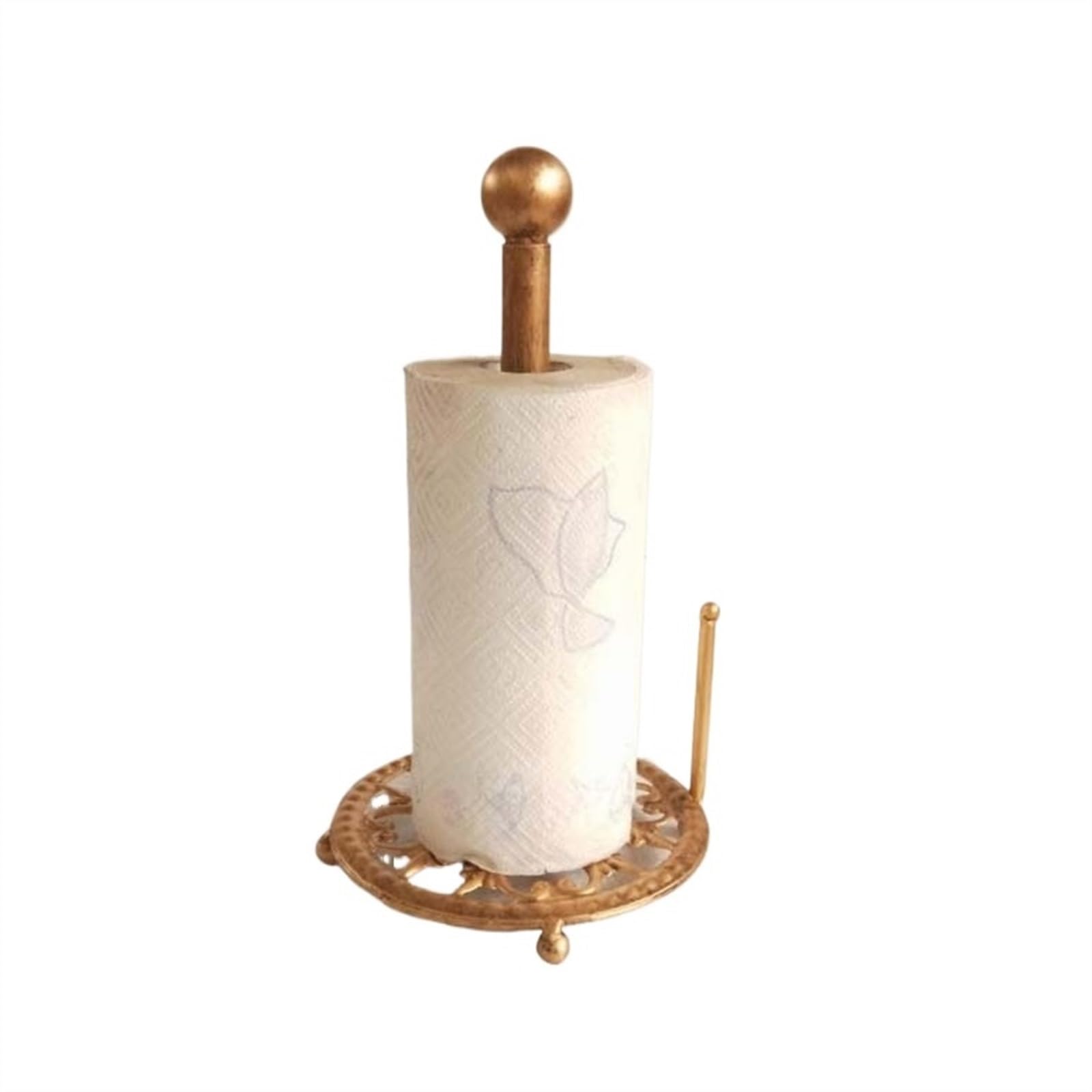 Portarotolo da Cucina Portarotolo da Tavolo in Ferro Fantasia, ripiano portaoggetti in plastica da Cucina, ripiano for fazzoletti (Dorato) Portarotoli Cucina