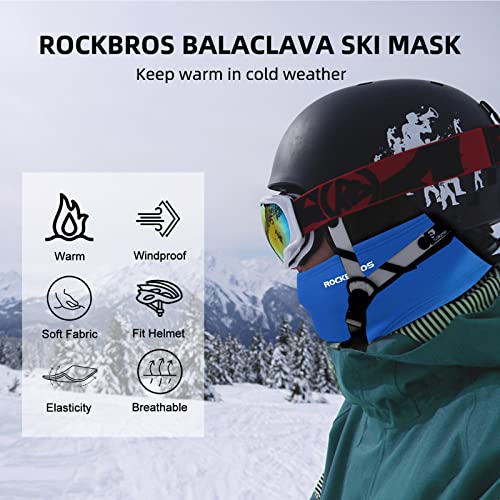 Rockbros Cold Weather Balaclava Ski Mask For Men Windproof Thermal Winter Scarf Mask Women Neck Warmer Hood For Cycling (Blue) #TOP2