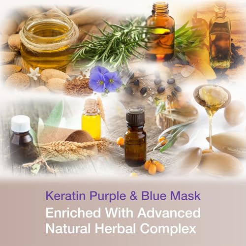 Vitamins Hair Cosmetics KERATIN_PURPLE_THIN_MASK Vitamins Keratin Purple Hair Mask - Violet Blue Protein Deep Conditioner Treatment - Toner For Blonde Platinum Silver Gray Ash Or Brown Colored Dry And Damaged Brassy Hair thumb #3