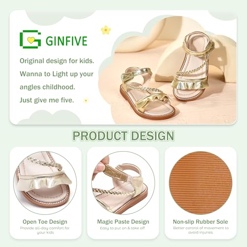 Image of GINFIVE Toddler Girls Sandals Little Girls Kids Summer Shoes Toddler Sandals