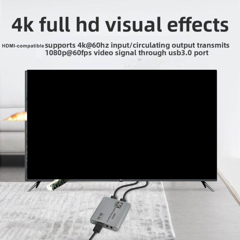 für usb-c Capture-Karte 4K 60fps Videoaufnahme für Switch für ps5 Gaming Streaming mit Loop-Out Funktion Schwarz(4K)