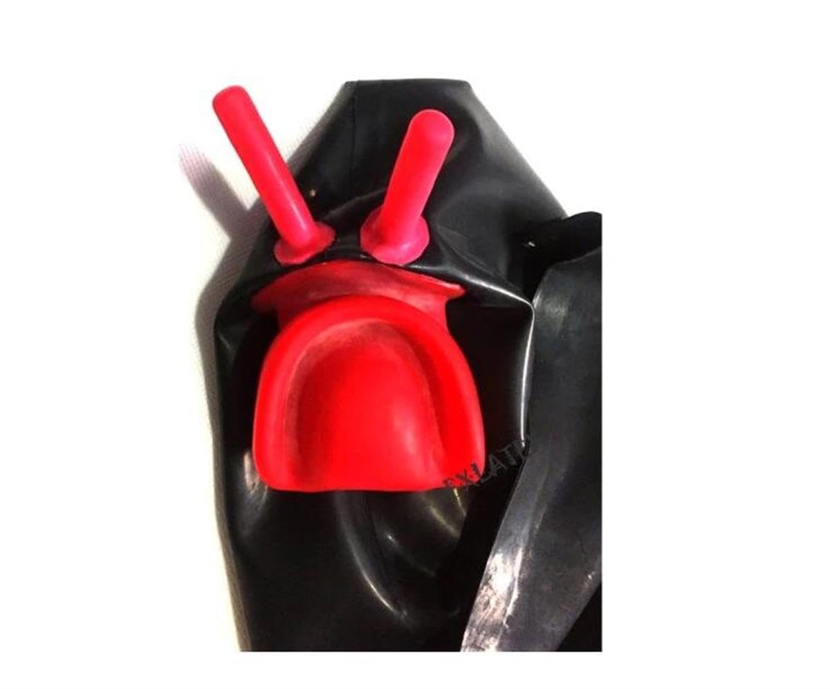 Masque en caoutchouc,Latex Tête Couverture pour Hommes et Femmes,Visage complet Masques LATEX avec Bouche Plug,tube nasal, Zipper arrière