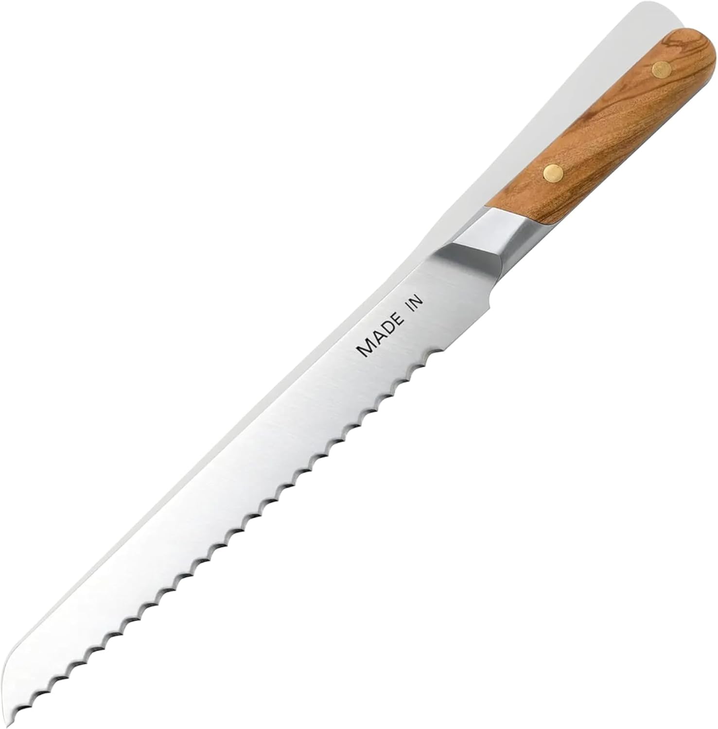Made In Cookware | 9" Bread Knife | Crafted in France | Full Tang With Olive Wood Handle