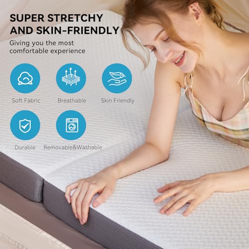 Colchón plegable doble de espuma con memoria adaptativa y funda premium lavable 3