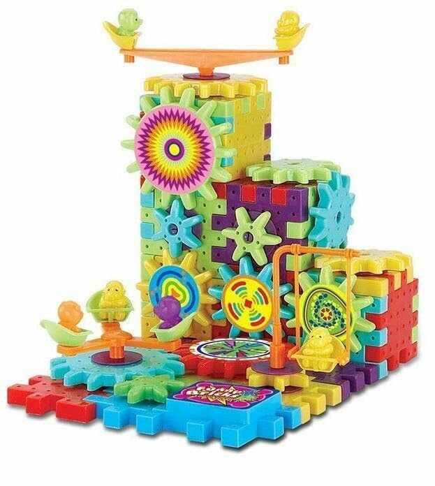 Educational IQ Builder Construction Set | 81 Pieces Kids Building Blocks with Gears | Cogs, Jigsaw Puzzle Toys for Learning |