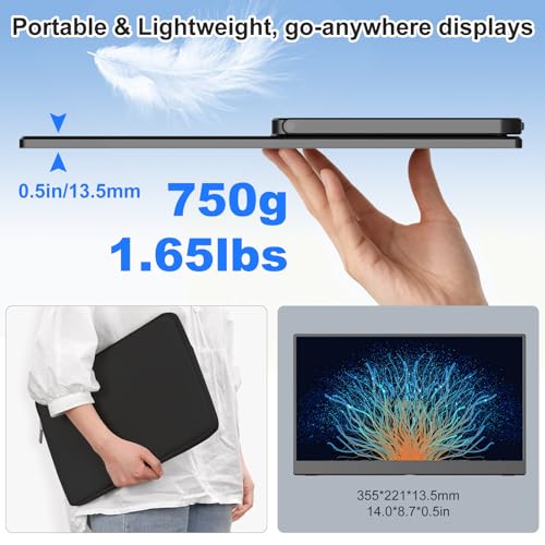 Image of 15.6'' 4K Travel Monitor,UHD Laptop Screen Extender | 4K UHD 3480x2160 resolution, 350nits brightness, HDR support USB-C connected, dual speakers ,9.1mm thin, 26.5oz