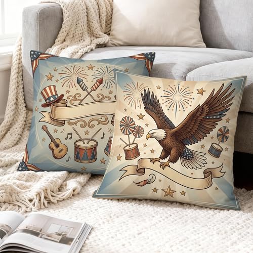 Housses de coussin aigle fermeture eclair invisible deco rouge - 8