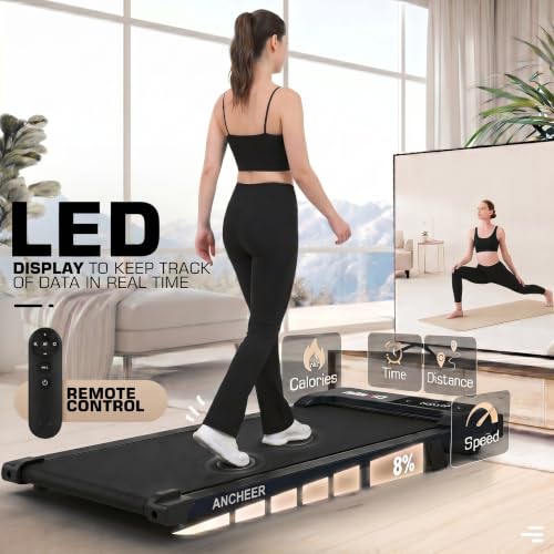Image of ANCHEER Walking Pads, 2 in 1 Under Desk Treadmill 2.5HP Compact Running Machine with Remote Control, 300lbs Weight Capacity for Home /Gym /Office,Ultra-Quiet, Installation-Free