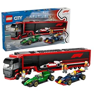 LEGO City F1 Truck with RB20 & AMR24 F1 Car Toys – Model Car Building Toy Set for Kids, Boys and Girls, Ages 8+ – F1 Collectible for Fans – Gift Idea for Birthdays – 60445