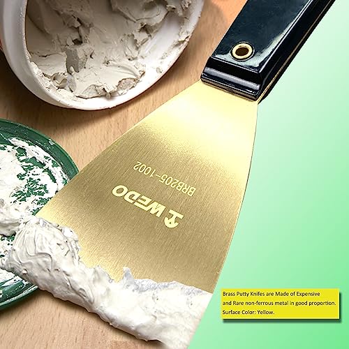 Wedo Brass Putty Knife 3”, Paint Scraper With Bakelite Handle, Drywall Knife, Scraper Tool For Plaster Scraping Drywall Finishing, 8” Length #TOP2