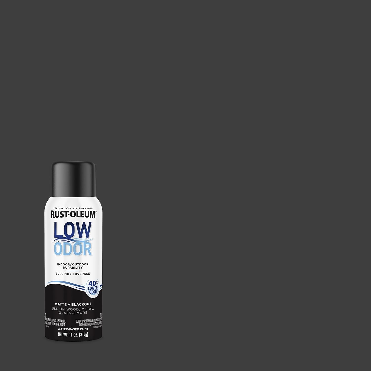 Rust-Oleum Low Odor Premium Spray Paint, 11 oz, Matte Blackout, 6 Pack