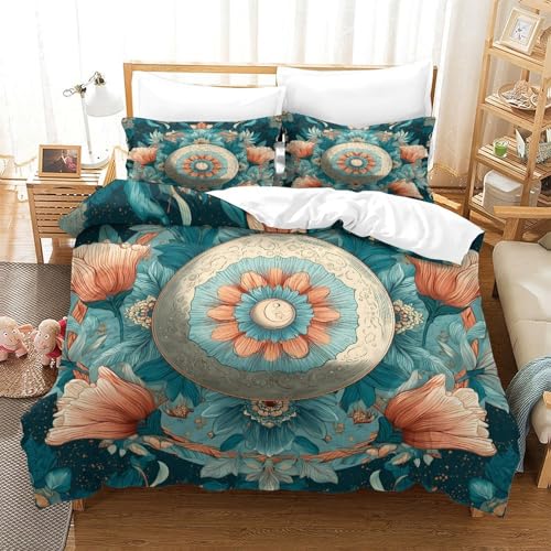 Housse de couette mandala 3D en microfibre de luxe bohème King - 3