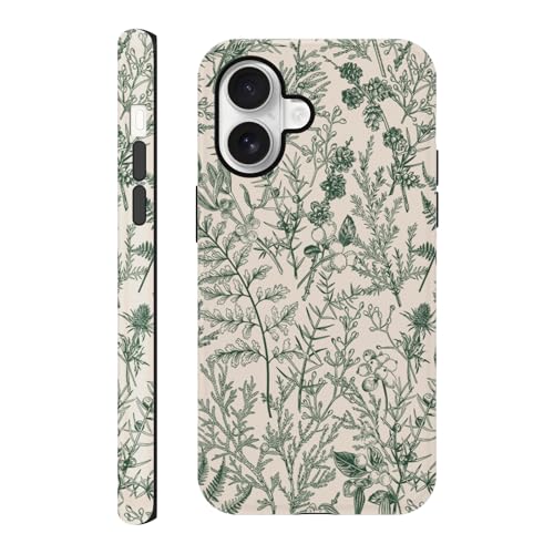 Coque iPhone 16 motif floral vert coque 2 en 1 fine en TPU résistant