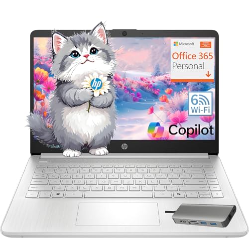 HP Essential Laptop Computer for Home & Student with Office 365, 2026 Edition, 128GB Storage- Intel Processor - LED Display, 128GB Docking Station, Portable Design, Copilot AI, Windows 11 S