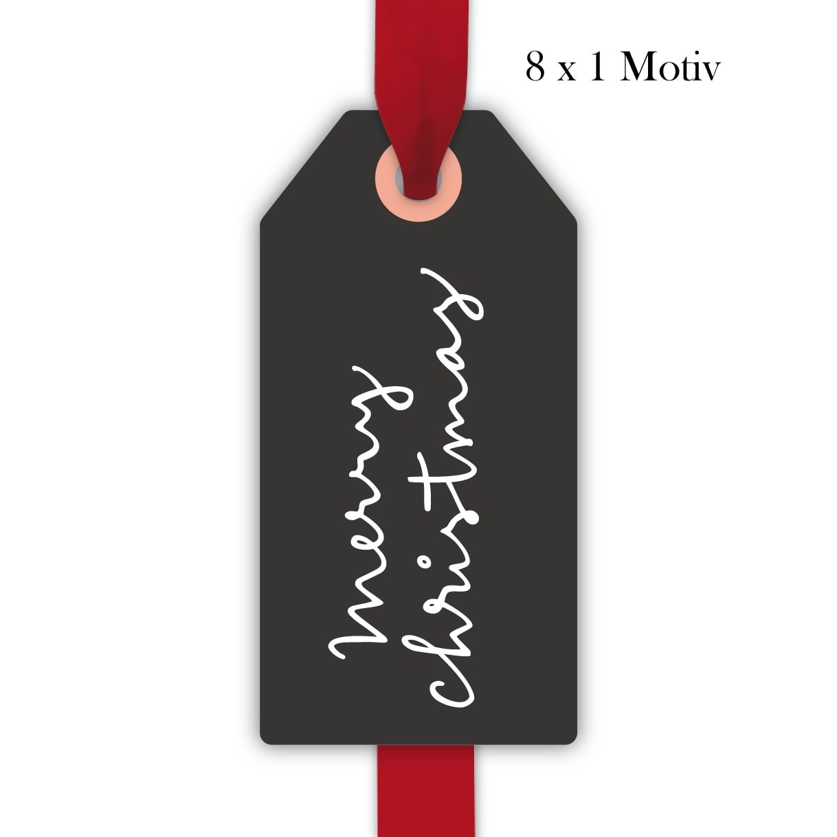 80 moderne Weihnachts Geschenkanhänger farbig, dunkel grau, Papieranhänger Hängeetiketten Hangtag-Set für Weihnachten mit Handschrift: merry christmas • um Geschenke schöner zu schenken