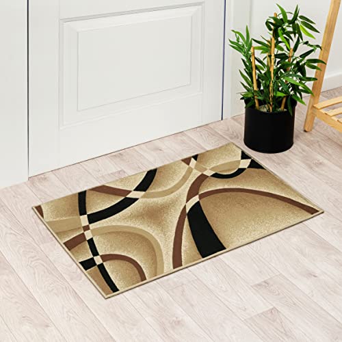 2305 Geometric Abstract Beige 2x3 Area Rugs for Entryway