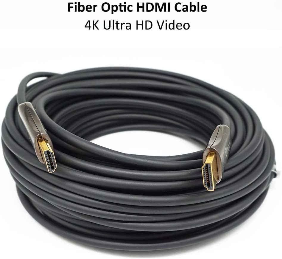 DTech 4K Fiber Optic HDMI Cable 50ft Long Thin Optical HDMI 2.0 Cable 4K60Hz 18Gbps High Speed Slim UHD Video Cord 50 Feet for Monitor Projector