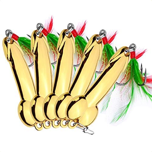Nordtale Fishing Spoon Lure Hard Isca Artificial Baits with Feather Treble Hooks Trout Walleyes Bass Pike Silver Gold Fishing Tackle 5pcs (Gold, 20g (5pcs))