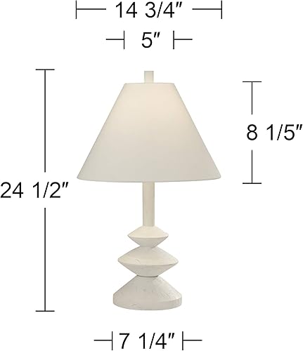 Miniatura 4 de 360 Lighting Ashely - Juego de 2 lámparas de mesa decorativas modernas de mediados de siglo de 24 12 pulgadas de alto, acabado blanco, pantalla de