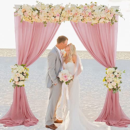 Fuhsy Dusty Rose Curtains 2 Panels 9Ft Sheer Backdrop Curtains Chiffon Fabric Wedding Drapery Window Curtain Drapes For Birthday Party Ceiling Draping 28X108 Inch Chiffon Curtains For Backdrop Decor #TOP6