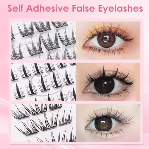 Image of MAYCREATE 12 Styles 272pcs Fake Eyelashes Self Adhesive Eye Lashes for Women Natural to Dramatic Eyelash Lash Clusters Mixed Length False Eyelashes Extension Kit with Storage Case for Home Salon Use