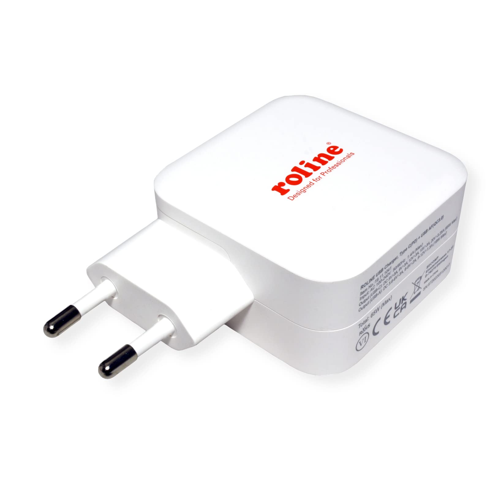 ROLINE Chargeur USB avec Prise européenne, 2 Ports (1x QC3.0 + 1x PD), 65W