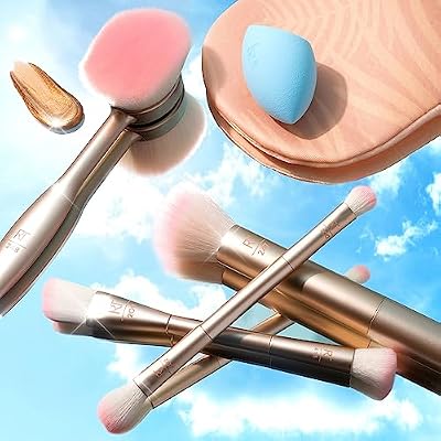 Real Techniques Endless Summer Makeup Brush Kit, Face Brushes, For Foundation, Powder, Highlight, Contour, Bronzer, Inlcudes Tanning Mitt, Premium Quality, 6 Piece Set